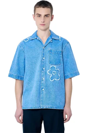 Marni Skjorte, Herre, Blå, L, Denim, Floral Denim Skjorte