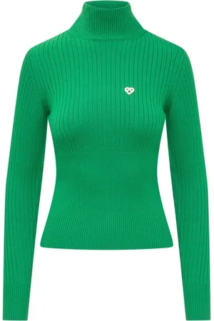 Casablanca Strik, Dame, Grøn, XS, Uld, Rib High Neck Turtleneck