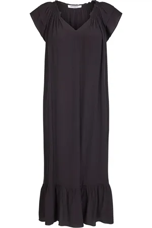 Co`Couture Kjole, Dame, Sort, M, Polyester, Sunrise Kjole med Korte Ærmer og Flæse Skørt