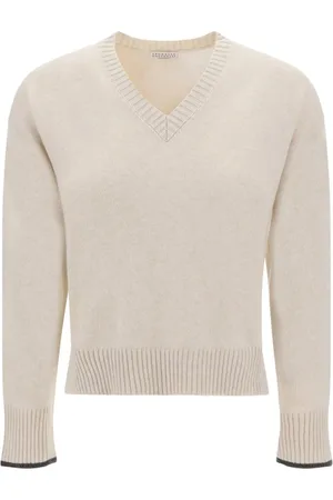 Brunello Cucinelli Strik, Dame, , S, Cashmere, Cashmere V-Neck Sweater