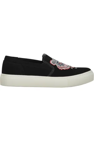 Kenzo Sko, Dame, Sort, 35 EU, Bomuld, Broderet lærred Slip-On Sneakers