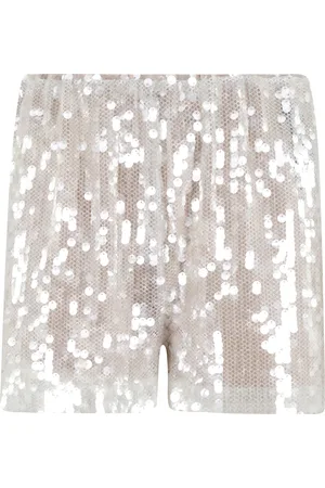 FEDERICA TOSI Shorts, Dame, Hvid, XS, Polyester, Hvid Paillet Mesh Shorts