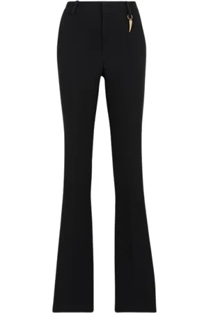 Roberto Cavalli Bukser, Dame, Sort, XS, Uld, Højtaljede Tiger Tooth Flared Bukser