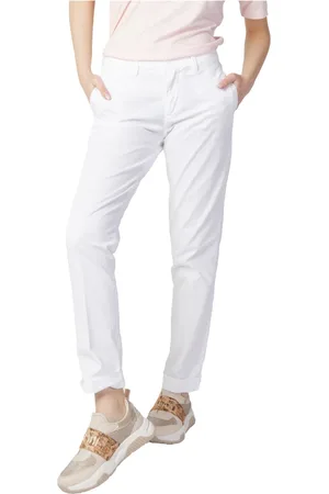Blauer Bukser, Dame, Hvid, W28, Bomuld, Ensfarvede Slim-Fit Bomuldsbukser