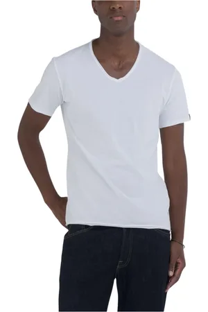 Replay Top, Herre, Hvid, S, Bomuld, V-hals T-shirt