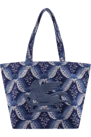 Etro Taske, Dame, Blå, ONE SIZE, Uld, Jacquard Skuldertaske med Floralia-print