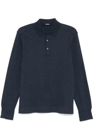 Ermenegildo Zegna Top, Herre, Blå, 2XL, Bomuld, Cotton Polo Shirt med 3 Knapper