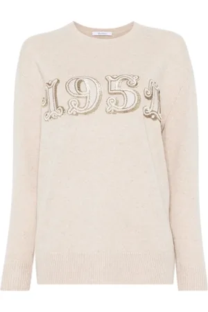 Max Mara Strik, Dame, , XS, Uld, Uld-Cashmere Sweater med Pailletdetaljer