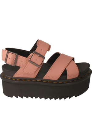 Dr. Martens Sko, Dame, Lyserød, 38 EU, Læder, Læder Krydsrem Flade Sandaler