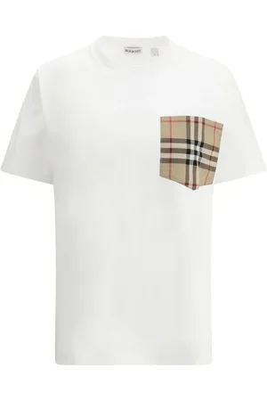 Burberry Top, Dame, Hvid, S, Uld, Archive Check Pocket T-Shirt