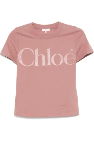 Chloé Top, Dame, Lyserød, S, Bomuld, Velvet Logo T-shirt