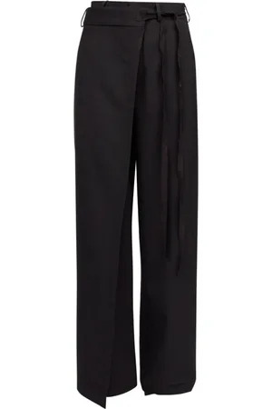 Maison Margiela Bukser, Dame, Sort, XS, Uld, Sort uldne bukser med svaj og sløjfe