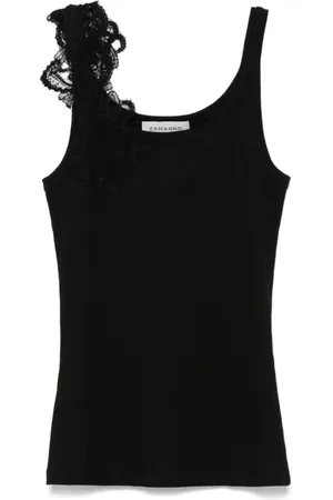 ERMANNO SCERVINO Top, Dame, Sort, M, Tyl, Sort ærmeløs ribtop