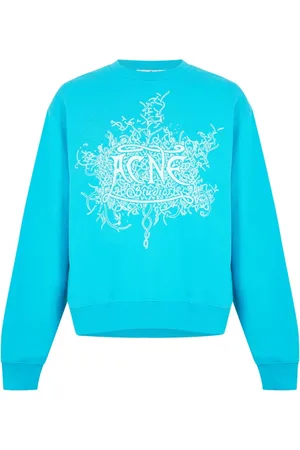 Acne Studios Sweathshirts & Hoodies, Herre, Blå, M, Bomuld, Devil Glow Logo Sweatshirt