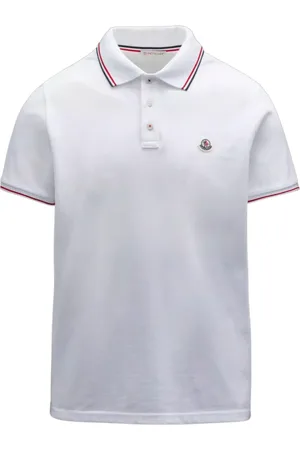 Moncler Top, Herre, Hvid, L, Bomuld, Fransk Tricolore Stribet Polo Shirt