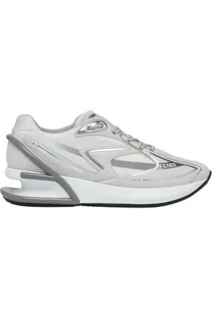 Fendi Sko, Dame, Grå, 40 EU, Læder, Low-top sneakers med læderpaneler