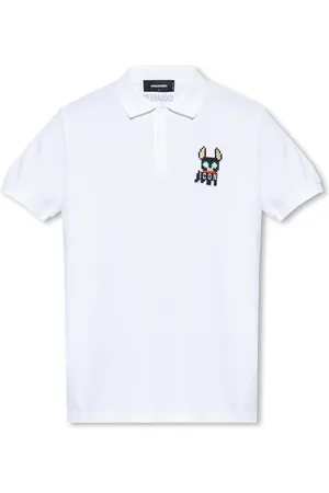 Dsquared2 Top, Herre, Hvid, M, Bomuld, Polo Shirt med Patch