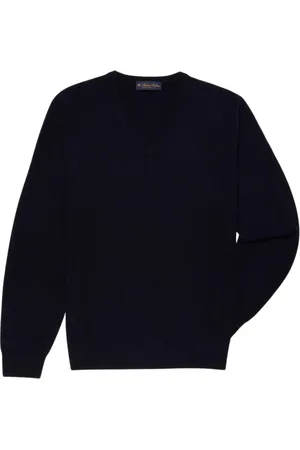 Brooks Brothers Strik, Herre, Blå, L, Uld, Uld og Kashmir V-hals Sweater