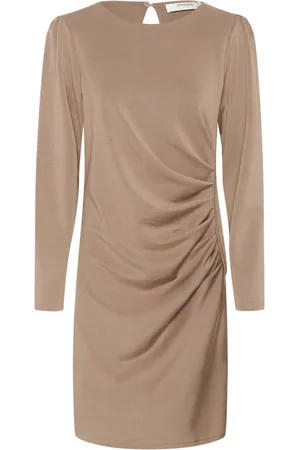 Karen by Simonsen Kjole, Dame, , 2XL, Polyester, Elegant Draperet Kort Kjole Caribou
