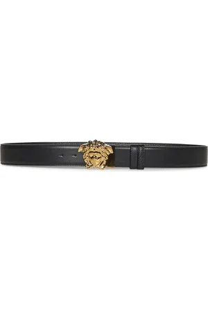 VERSACE Tilbehør, Herre, Sort, 105 CM, Læder, Sort Vendbar Læderbælte med Medusa Spænde