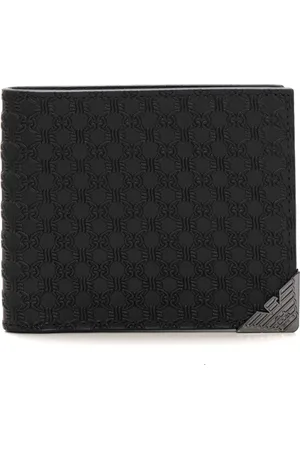 Emporio Armani Tilbehør, Herre, Sort, ONE SIZE, Læder, Læderpung med kortholderlommer