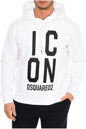 Dsquared2 Sweathshirts & Hoodies, Herre, Hvid, S, Bomuld, Icon Squared Cool Fit Hættetrøje