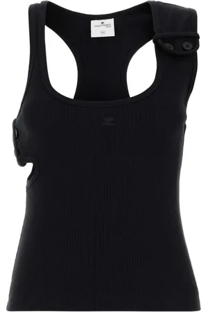 Courrèges Top, Dame, Sort, S, Bomuld, Ribbed Tank Top