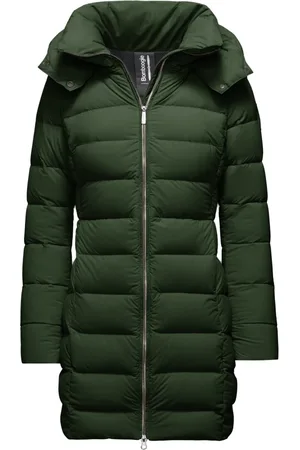 Bomboogie Frakke, Dame, Grøn, 3XL, Nylon, Stretch-Nylon Dunjakke med Aftagelig Hætte