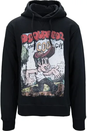 Dsquared2 Sweathshirts & Hoodies, Herre, Sort, XL, Bomuld, Hoodie med snøre