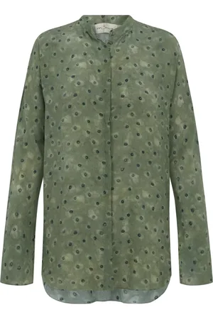 Cortana Bluser & Skjorter, Dame, Grøn, 2XL, Silke Printet Skjorte