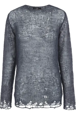Cortana Strik, Dame, Grå, S, Cashmere, Open Knit Sweater