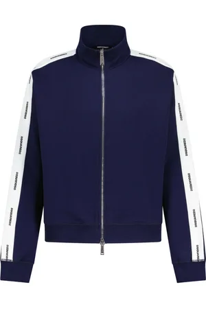 Dsquared2 Sweathshirts & Hoodies, Herre, Blå, M, Bomuld, Cotton Fleece Sport Jacket Oversize Fit