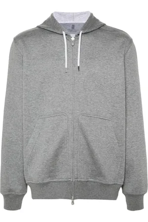 Brunello Cucinelli Sweathshirts & Hoodies, Dame, Grå, L, Uld, Hoodie Sweatshirt for Stilfuld Komfort