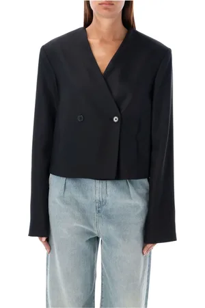 Loulou Studio Jakke, Dame, Sort, M, Uld, Sort Uldblanding Cropped Blazer