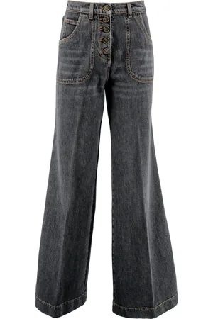 Etro Jeans, Dame, Blå, W27, Bomuld, Flare-fit Jeans med brugt-effekt