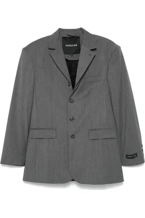 Herskind Jakke, Dame, Grå, S, Uld, Skifergrå blazer med asymmetrisk knaplukning