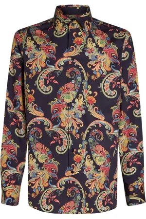 Etro Skjorte, Herre, Flerfarvet, M, Cashmere, Cashmere Print Skjorte med Klassisk Krave