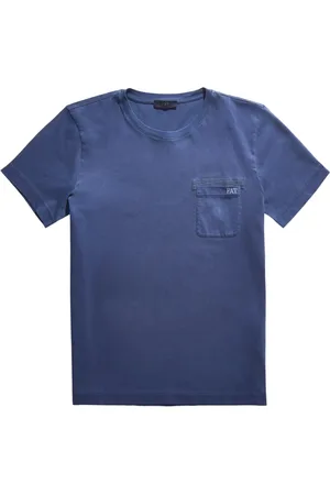FAY Top, Herre, Blå, 3XL, Bomuld, Frosted Broderet Pocket Jersey T-shirt