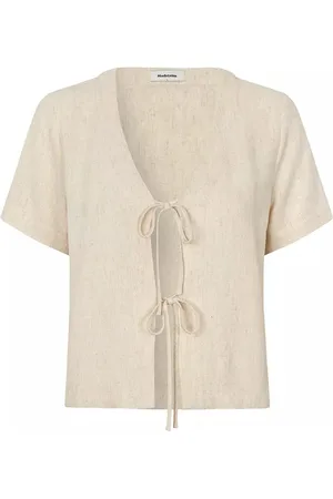 Modstrom Bluser & Skjorter, Dame, , XS, Linned, Sommer Sand Skjorte med Bindebånd foran