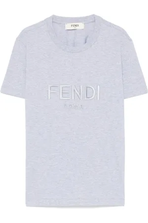 Fendi Top, Dame, Grå, S, Bomuld, Bomulds T-shirt med Logo