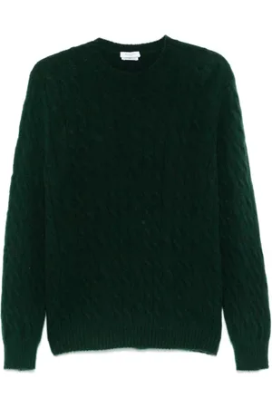 Boglioli Strik, Herre, Grøn, XL, Uld, Kabelstrikket sweater