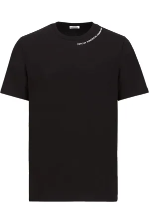 Moncler Top, Dame, Sort, 2XL, Bomuld, Præget Logo T-shirt Løs Pasform