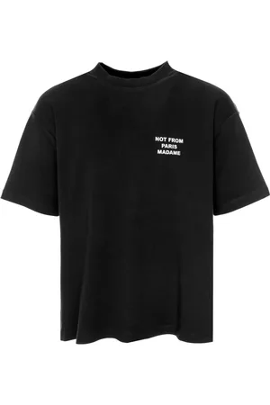 Drôle de Monsieur Top, Herre, Sort, S, Bomuld, T-shirt med slogan og ribkant