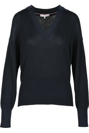 Tommy Hilfiger Strik, Dame, Blå, M, Silkeblandet Strik Trøje