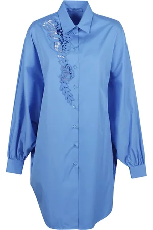 ERMANNO SCERVINO Bluser & Skjorter, Dame, Blå, S, Bomuld, Elegant Skjorte