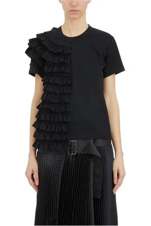 Comme des Garçons Top, Dame, Sort, S, Uld, Ruffle Tee Shirt