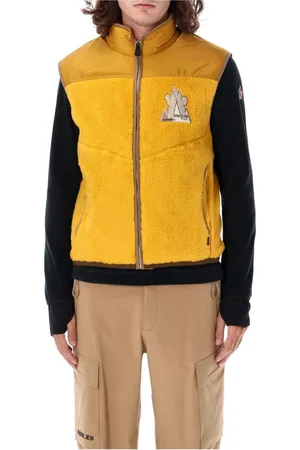 Moncler Jakke, Herre, Gul, XL, Nylon, Gul Zip-Up Vest Yderbeklædning