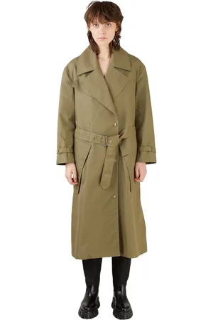 Burberry Frakke, Dame, Grøn, 3XS, Bomuld, Gabardine Oversized Trenchcoat