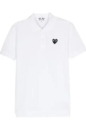 Comme des Garçons Top, Herre, Hvid, 2XL, Bomuld, Piqué Vævet Polo T-shirt