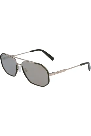 Salvatore Ferragamo Tilbehør, unisex, Gul, 60 MM, Uld, Guld/Mørkegrønne Solbriller